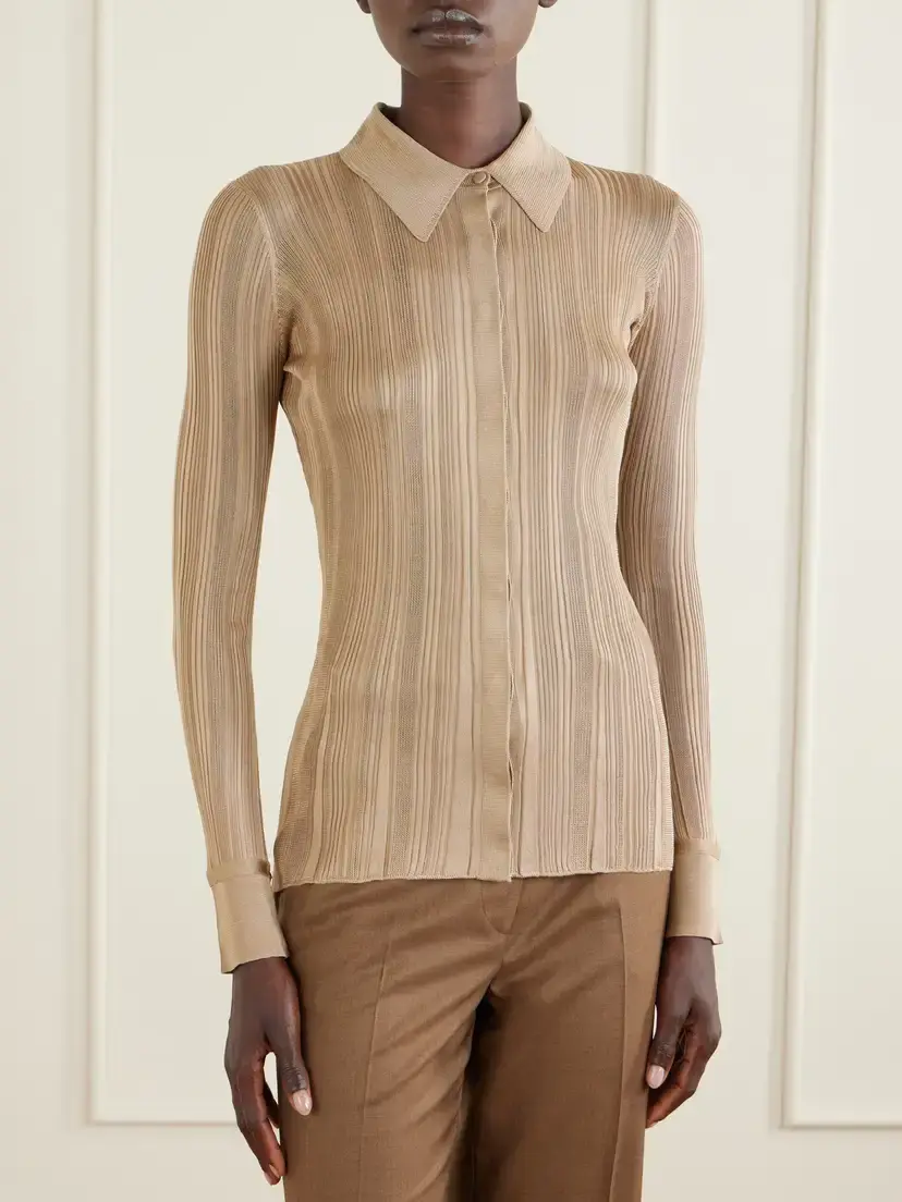Gabriela Hearst Tamar Ribbed Silk Shirt | Thumbnail 3 Gabriela Hearst Tamar Ribbed Silk Shirt | Thumbnail 3