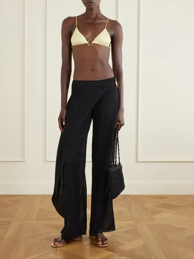 Oséree Lumiere Embellished Lurex Wide-leg Pareo Pants | Thumbnail 2