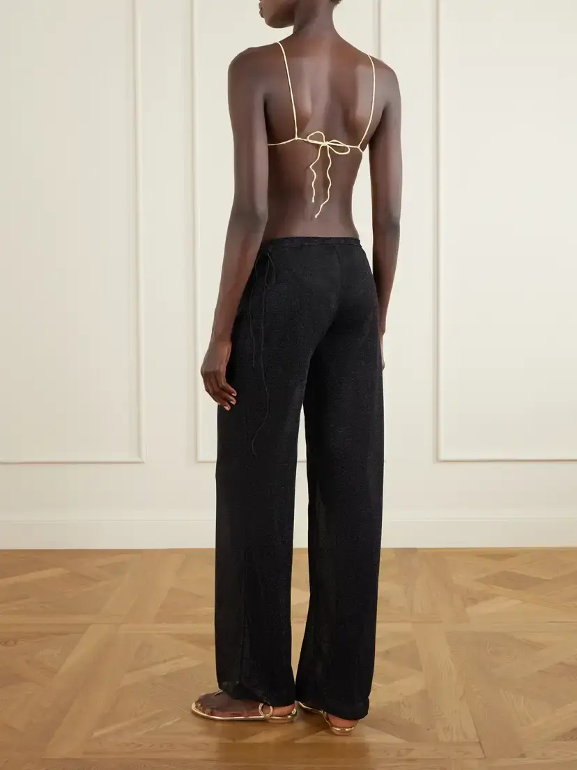 Oséree Lumiere Embellished Lurex Wide-leg Pareo Pants | Thumbnail 3