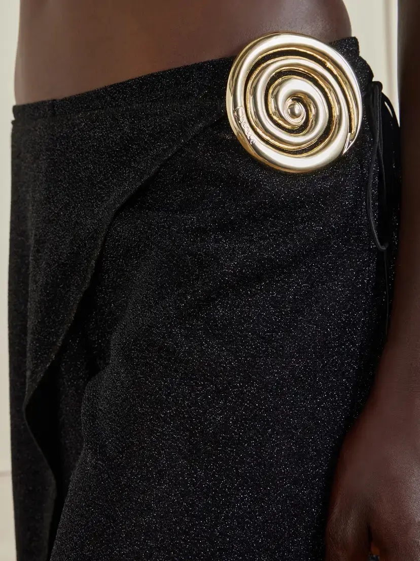 Oséree Lumiere Embellished Lurex Wide-leg Pareo Pants | Thumbnail 4