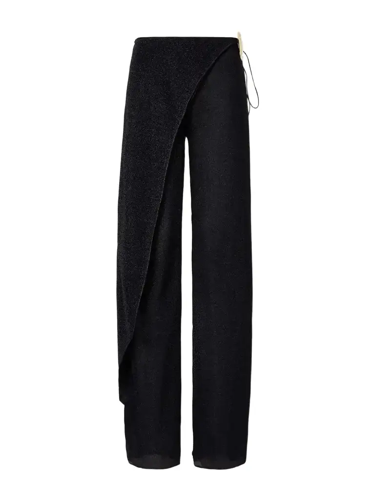 Oséree Lumiere Embellished Lurex Wide-leg Pareo Pants | Image 1 Oséree Lumiere Embellished Lurex Wide-leg Pareo Pants | Image 1