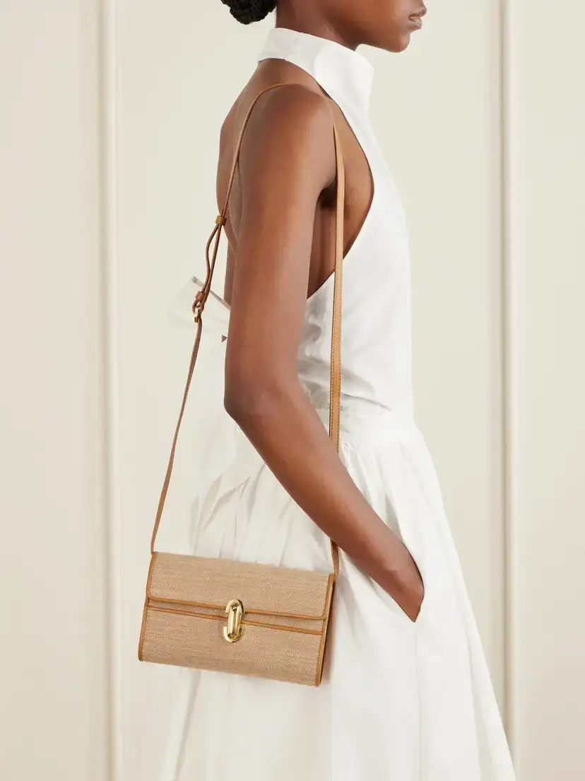 Savette Symmetry Leather-trimmed Canvas Mini Shoulder Bag | Thumbnail 2 Savette Symmetry Leather-trimmed Canvas Mini Shoulder Bag | Thumbnail 2