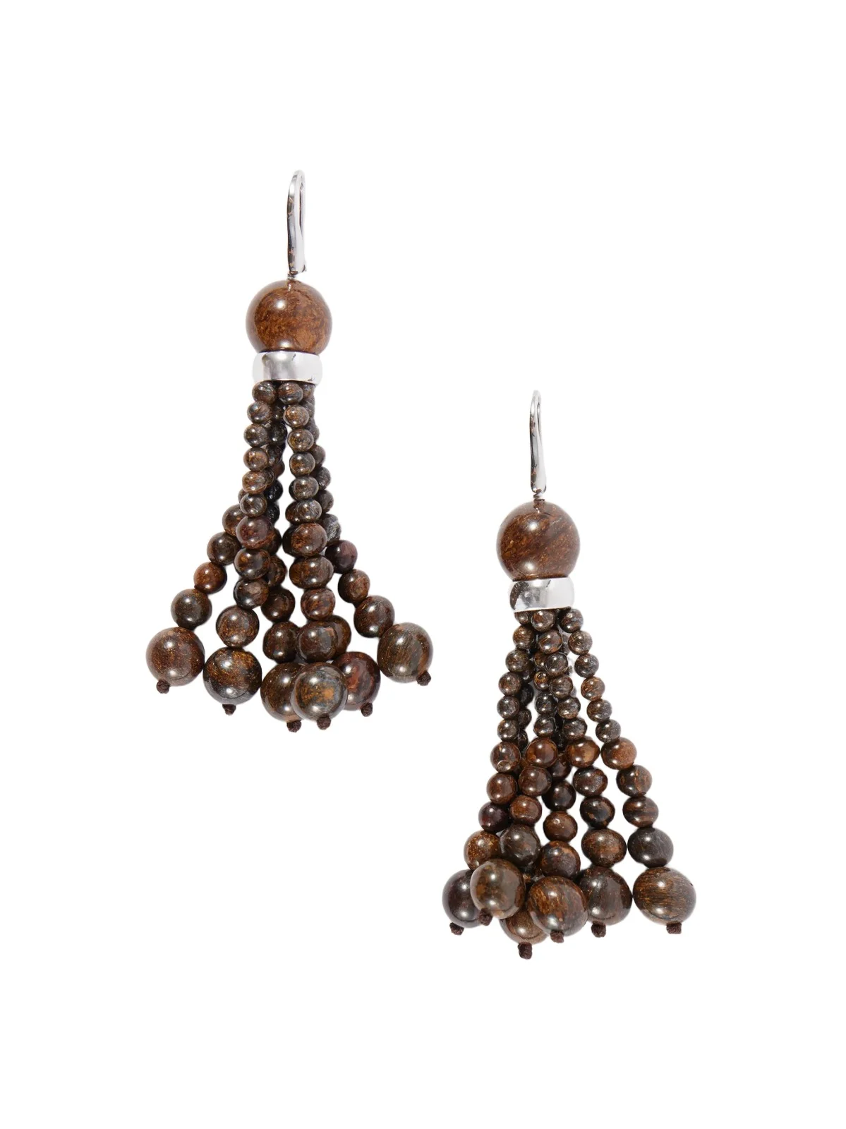 Venice Opera Tasseled Sterling Silver Bronzite Earrings
