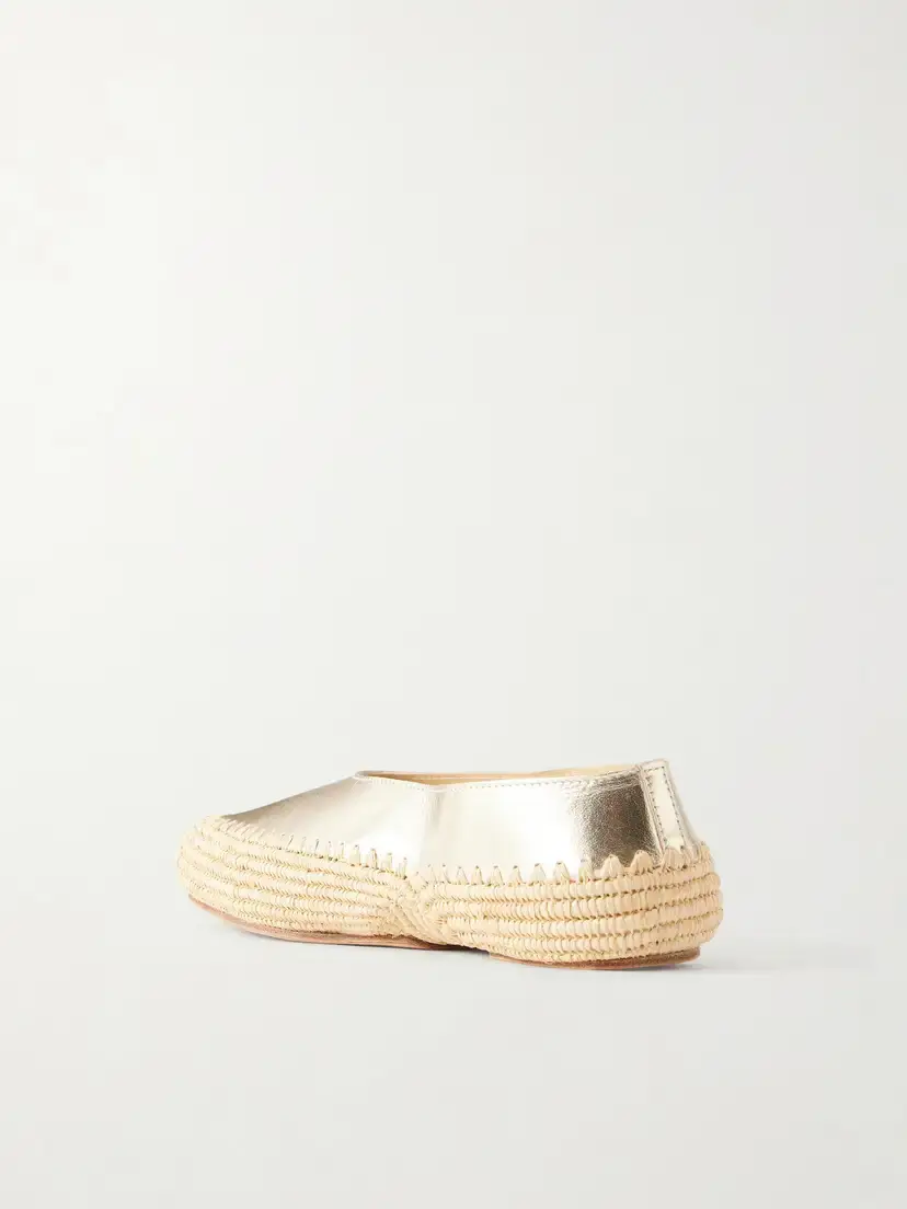 Gabriela Hearst Strength Metallic Leather And Raffia Ballet Flats | Thumbnail 3 Gabriela Hearst Strength Metallic Leather And Raffia Ballet Flats | Thumbnail 3