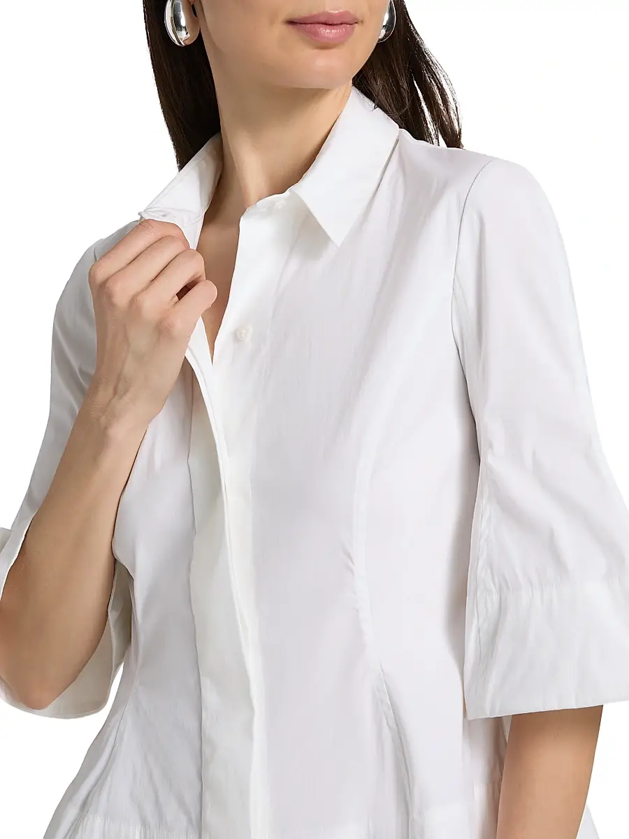 Lela Rose Women's Cotton-Blend Poplin Bell-Sleeve Top | Thumbnail 6 Lela Rose Women's Cotton-Blend Poplin Bell-Sleeve Top | Thumbnail 6