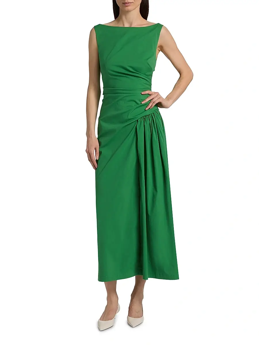 Lela Rose Women's Poplin Cotton-Blend Flounce Midi-Dress | Thumbnail 2 Lela Rose Women's Poplin Cotton-Blend Flounce Midi-Dress | Thumbnail 2