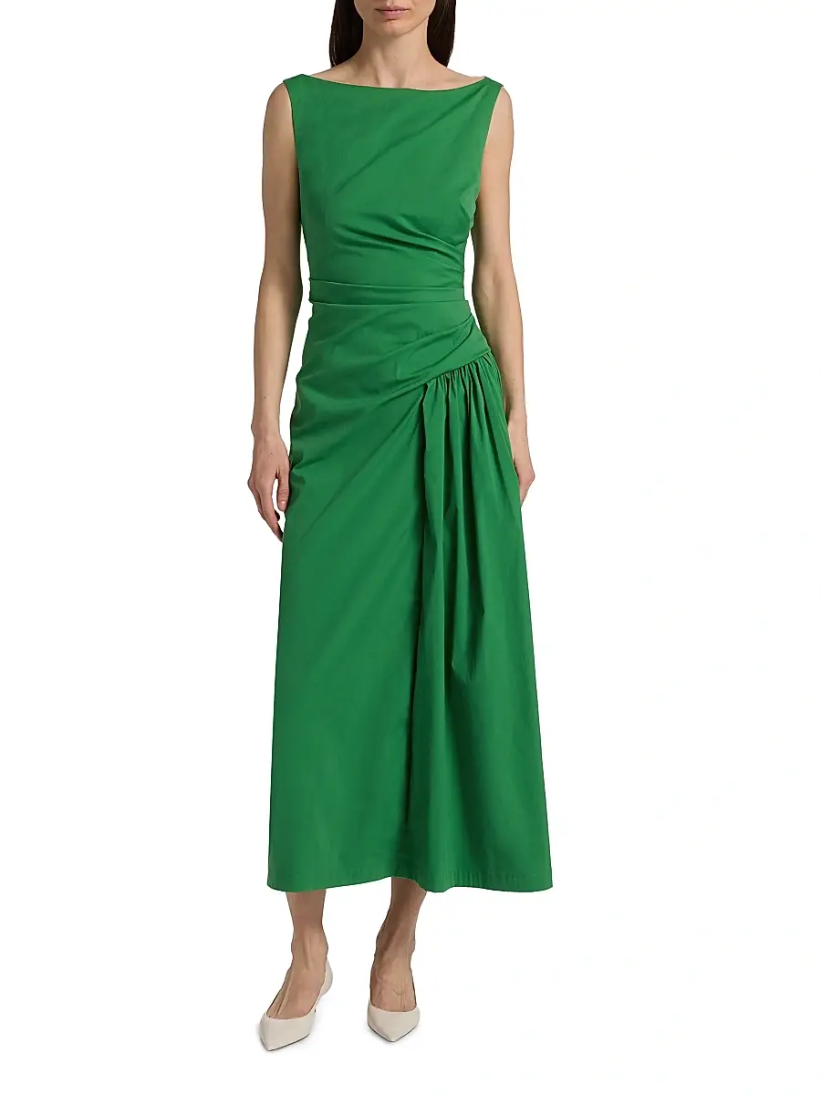 Lela Rose Women's Poplin Cotton-Blend Flounce Midi-Dress | Thumbnail 3 Lela Rose Women's Poplin Cotton-Blend Flounce Midi-Dress | Thumbnail 3