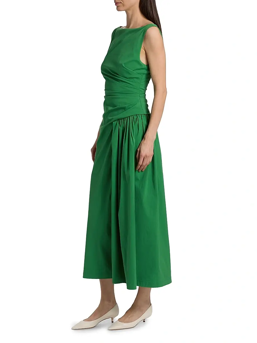 Lela Rose Women's Poplin Cotton-Blend Flounce Midi-Dress | Thumbnail 4 Lela Rose Women's Poplin Cotton-Blend Flounce Midi-Dress | Thumbnail 4