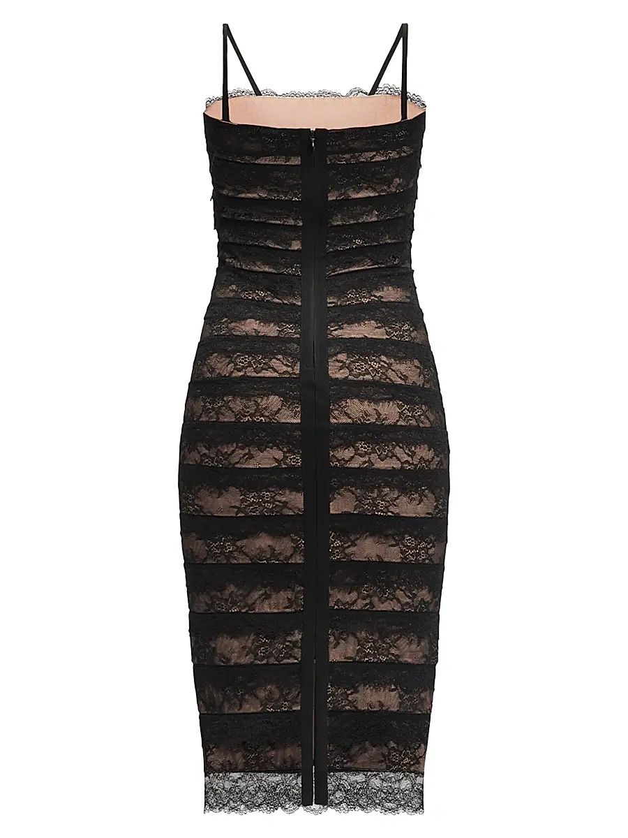 Hervé Léger Women's The Dara Lace Stripe Midi-Dress | Thumbnail 3 Hervé Léger Women's The Dara Lace Stripe Midi-Dress | Thumbnail 3