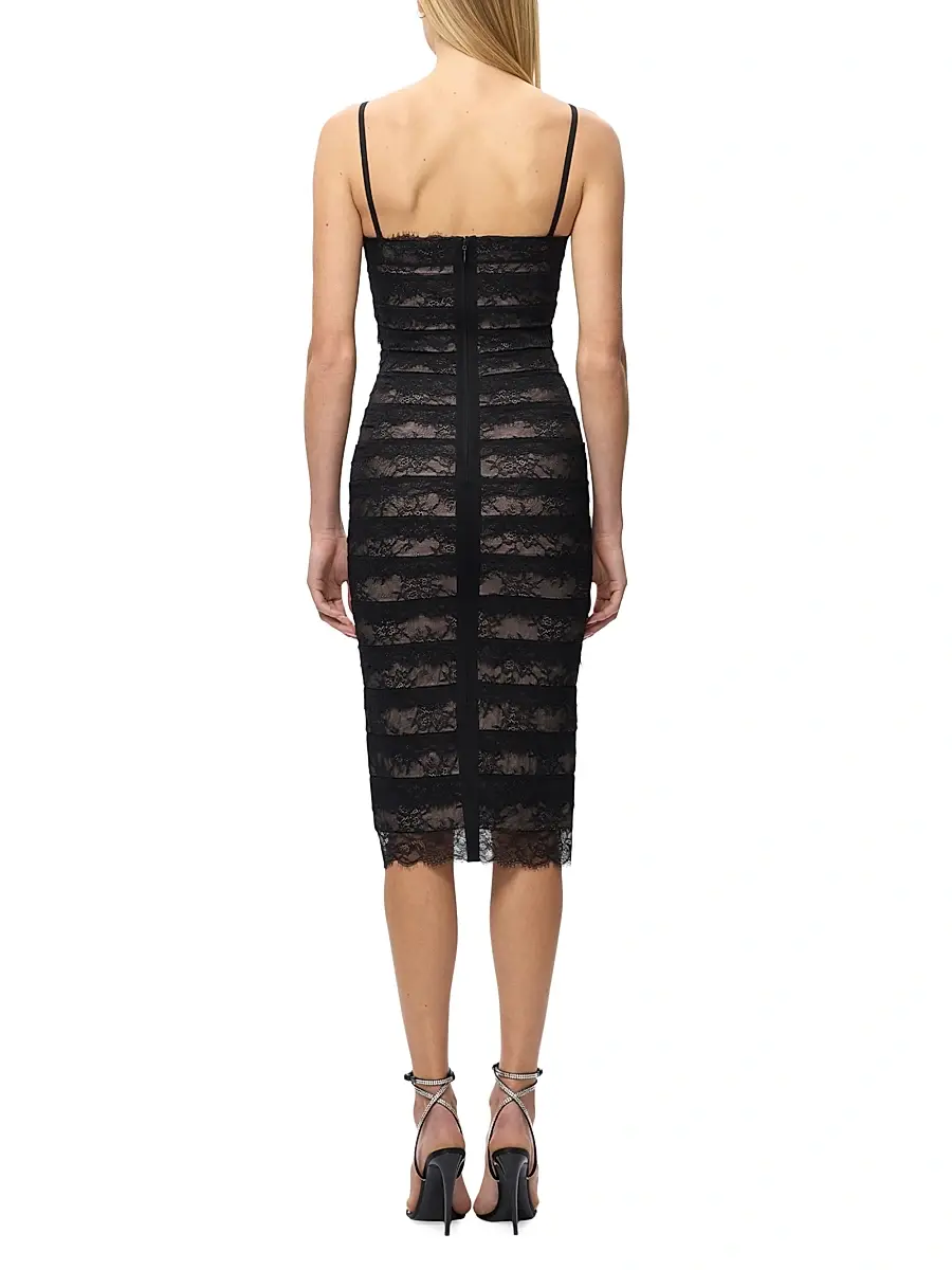 Hervé Léger Women's The Dara Lace Stripe Midi-Dress | Thumbnail 7 Hervé Léger Women's The Dara Lace Stripe Midi-Dress | Thumbnail 7