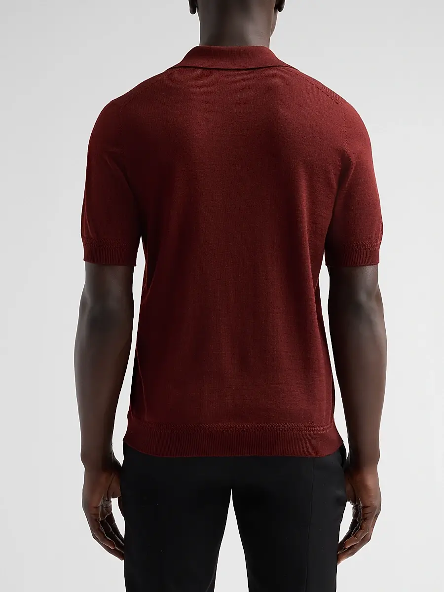 Alexander McQueen Men's Embroidered Wool Polo Shirt | Thumbnail 3