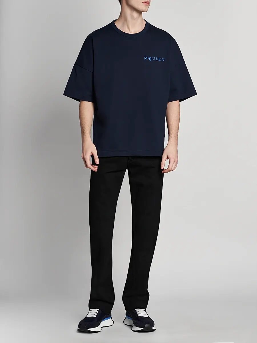 Alexander McQueen Men's Logo Cotton Crewneck T-Shirt | Thumbnail 2 Alexander McQueen Men's Logo Cotton Crewneck T-Shirt | Thumbnail 2