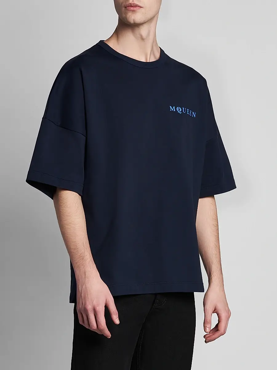 Alexander McQueen Men's Logo Cotton Crewneck T-Shirt | Thumbnail 4 Alexander McQueen Men's Logo Cotton Crewneck T-Shirt | Thumbnail 4