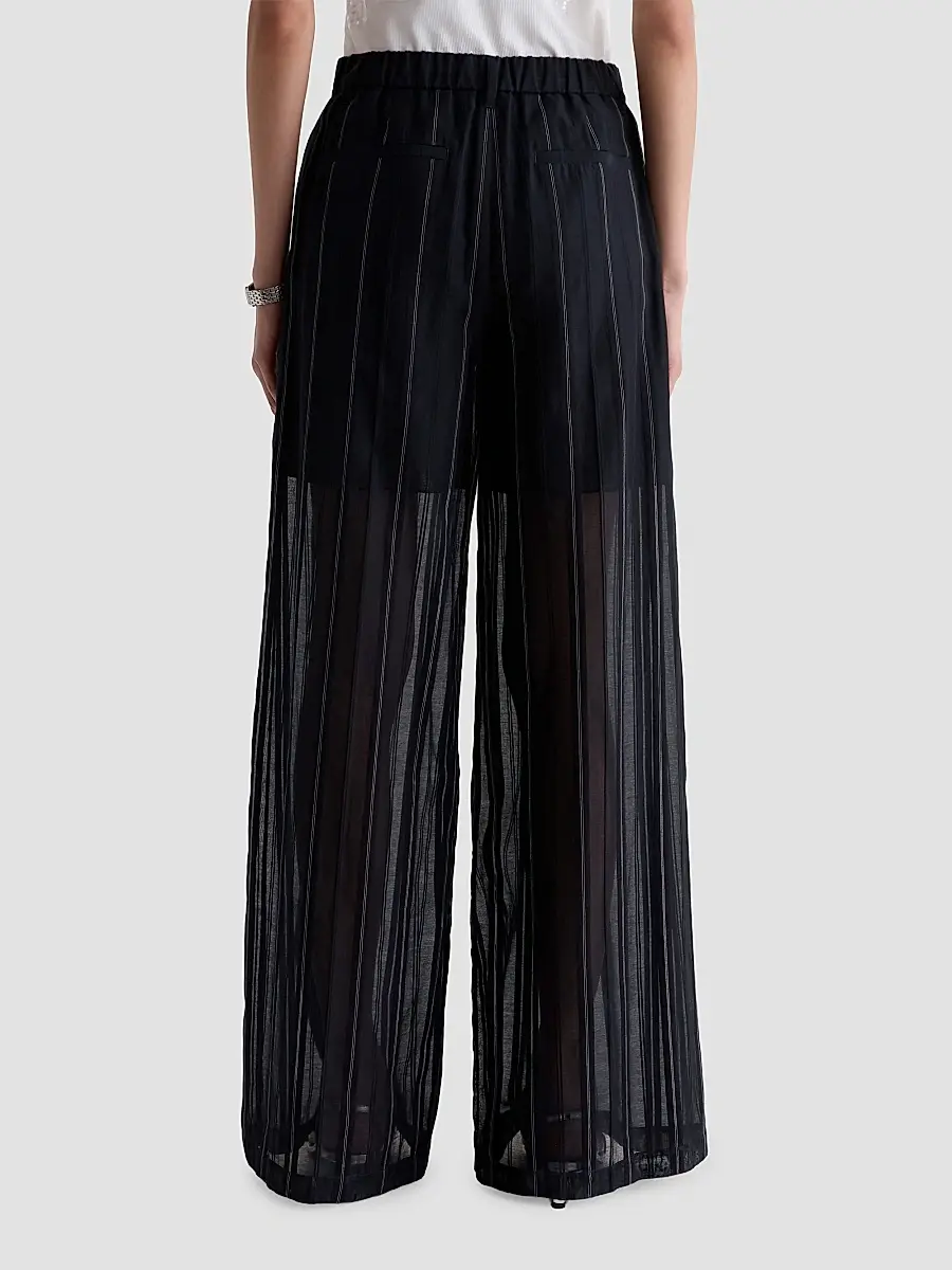 AG Jeans Women's Anna Pinstriped Cotton-Silk Trousers | Thumbnail 3 AG Jeans Women's Anna Pinstriped Cotton-Silk Trousers | Thumbnail 3