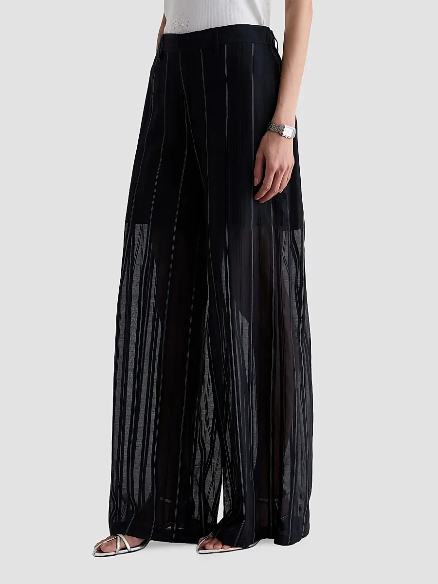 AG Jeans Women's Anna Pinstriped Cotton-Silk Trousers | Thumbnail 4 AG Jeans Women's Anna Pinstriped Cotton-Silk Trousers | Thumbnail 4