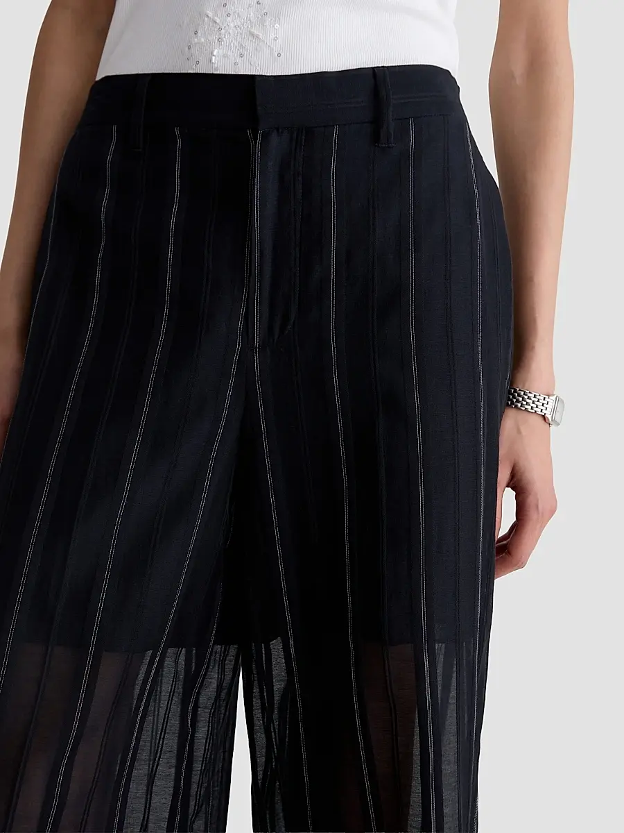 AG Jeans Women's Anna Pinstriped Cotton-Silk Trousers | Thumbnail 6 AG Jeans Women's Anna Pinstriped Cotton-Silk Trousers | Thumbnail 6
