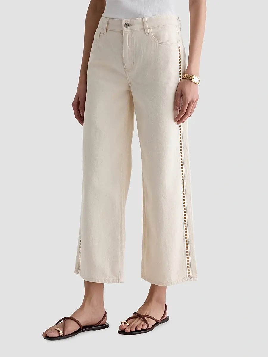 AG Jeans Women's Saige Ladder Lace-Trim Wide-Leg Crop Jeans | Thumbnail 4 AG Jeans Women's Saige Ladder Lace-Trim Wide-Leg Crop Jeans | Thumbnail 4