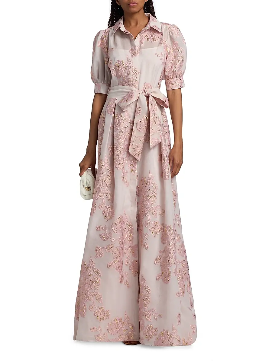 Teri Jon by Rickie Freeman Women's Brocade Shirtwaist Gown | Thumbnail 2 Teri Jon by Rickie Freeman Women's Brocade Shirtwaist Gown | Thumbnail 2