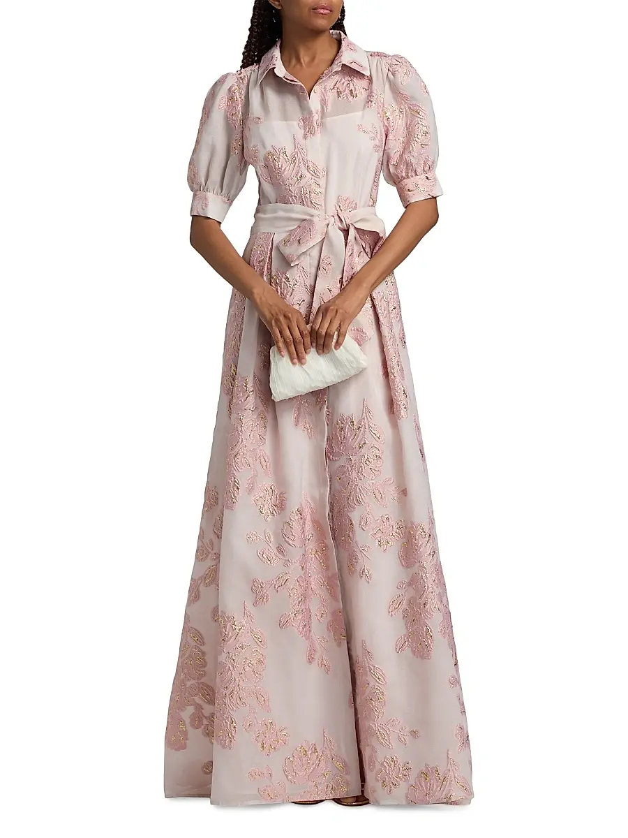 Teri Jon by Rickie Freeman Women's Brocade Shirtwaist Gown | Thumbnail 3 Teri Jon by Rickie Freeman Women's Brocade Shirtwaist Gown | Thumbnail 3
