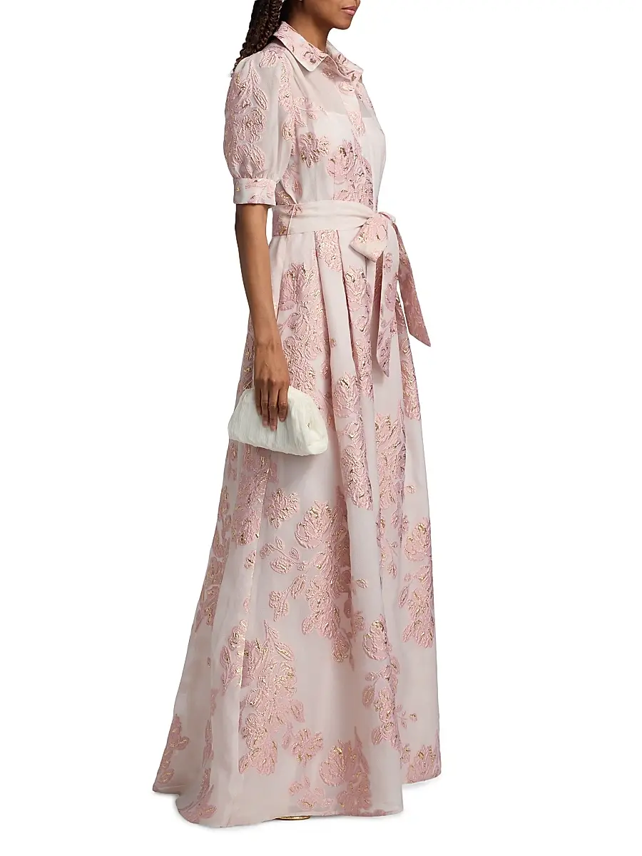Teri Jon by Rickie Freeman Women's Brocade Shirtwaist Gown | Thumbnail 4 Teri Jon by Rickie Freeman Women's Brocade Shirtwaist Gown | Thumbnail 4
