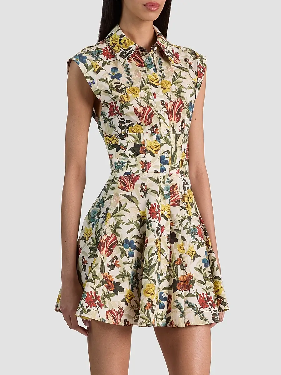 Alice + Olivia Women's Kim Paneled Corset Flared Mini Shirtdress | Thumbnail 6 Alice + Olivia Women's Kim Paneled Corset Flared Mini Shirtdress | Thumbnail 6