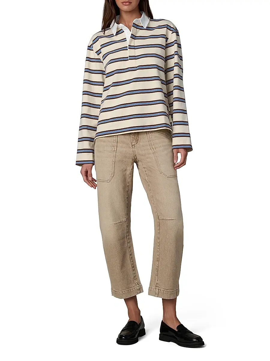 Joe's Jeans Women's Dylan Striped Cotton Oversized Rugby Shirt | Thumbnail 2 Joe's Jeans Women's Dylan Striped Cotton Oversized Rugby Shirt | Thumbnail 2