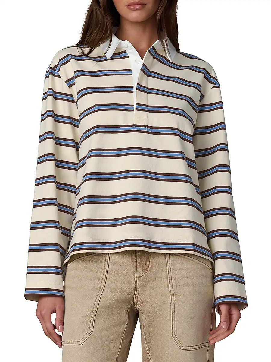 Joe's Jeans Women's Dylan Striped Cotton Oversized Rugby Shirt | Thumbnail 3 Joe's Jeans Women's Dylan Striped Cotton Oversized Rugby Shirt | Thumbnail 3