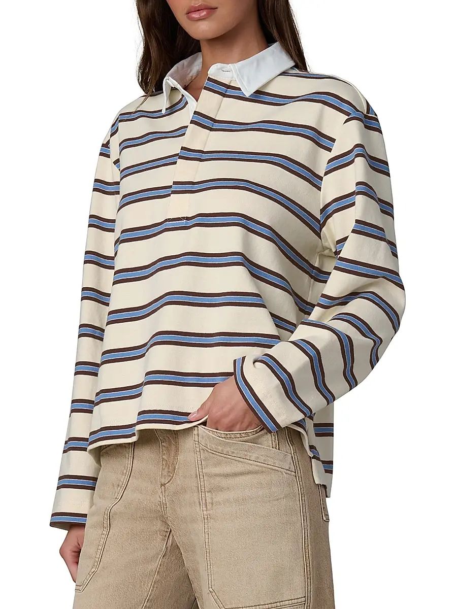 Joe's Jeans Women's Dylan Striped Cotton Oversized Rugby Shirt | Thumbnail 4 Joe's Jeans Women's Dylan Striped Cotton Oversized Rugby Shirt | Thumbnail 4