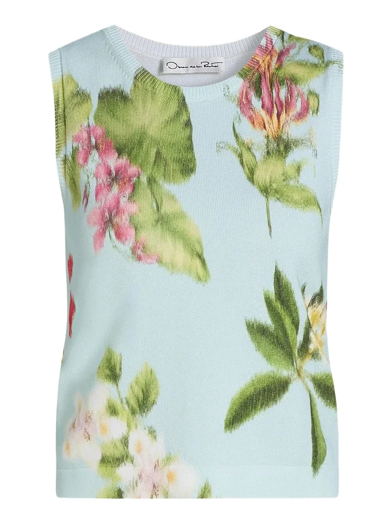 Women's Printed Chiné Flower Knit Tank Women's Printed Chiné Flower Knit Tank