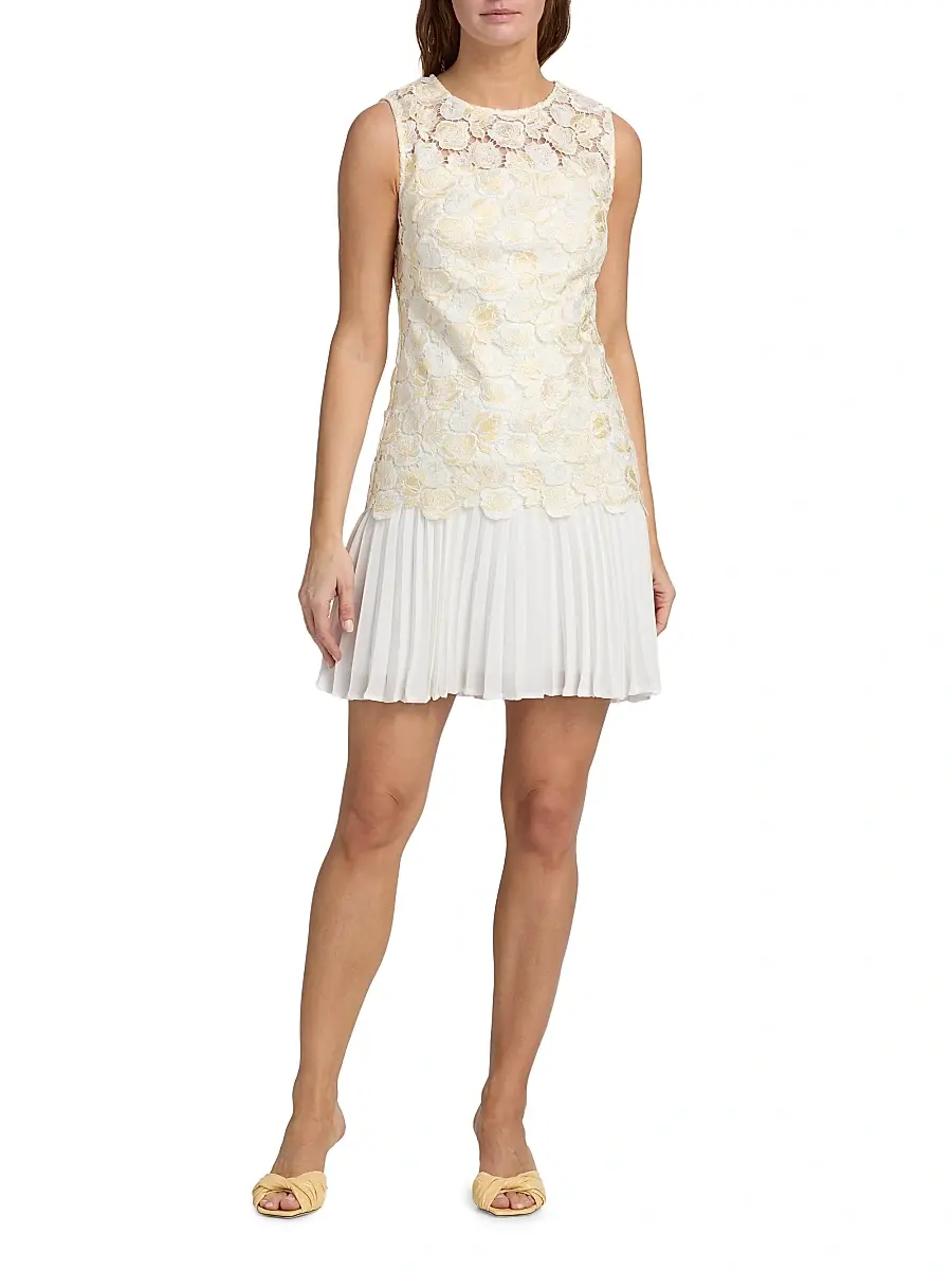 Milly Women's Maggie Embroidered Pleated Minidress | Thumbnail 2 Milly Women's Maggie Embroidered Pleated Minidress | Thumbnail 2