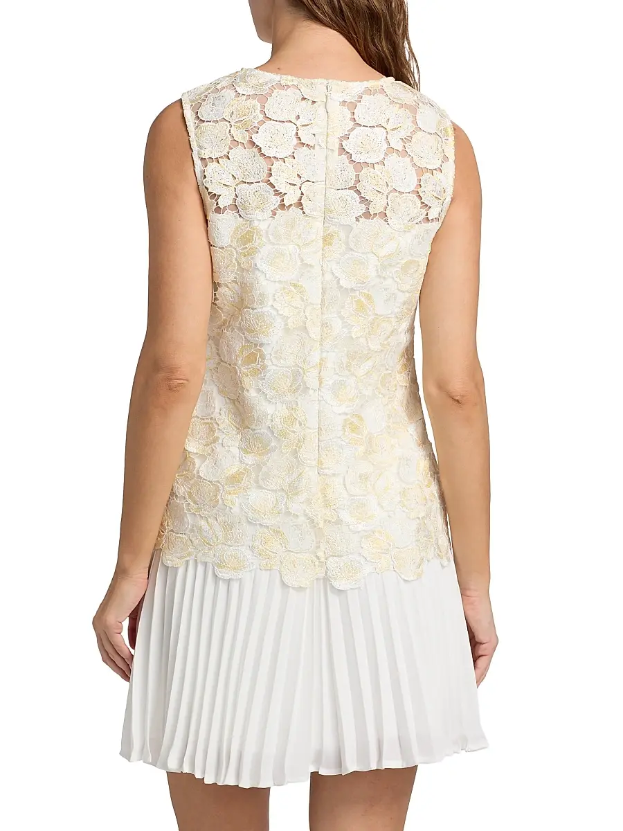 Milly Women's Maggie Embroidered Pleated Minidress | Thumbnail 5 Milly Women's Maggie Embroidered Pleated Minidress | Thumbnail 5