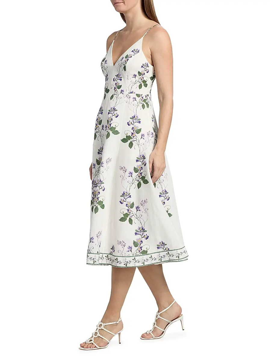 Hemant & Nandita Women's Floral Linen-Cotton Midi-Dress | Thumbnail 2 Hemant & Nandita Women's Floral Linen-Cotton Midi-Dress | Thumbnail 2