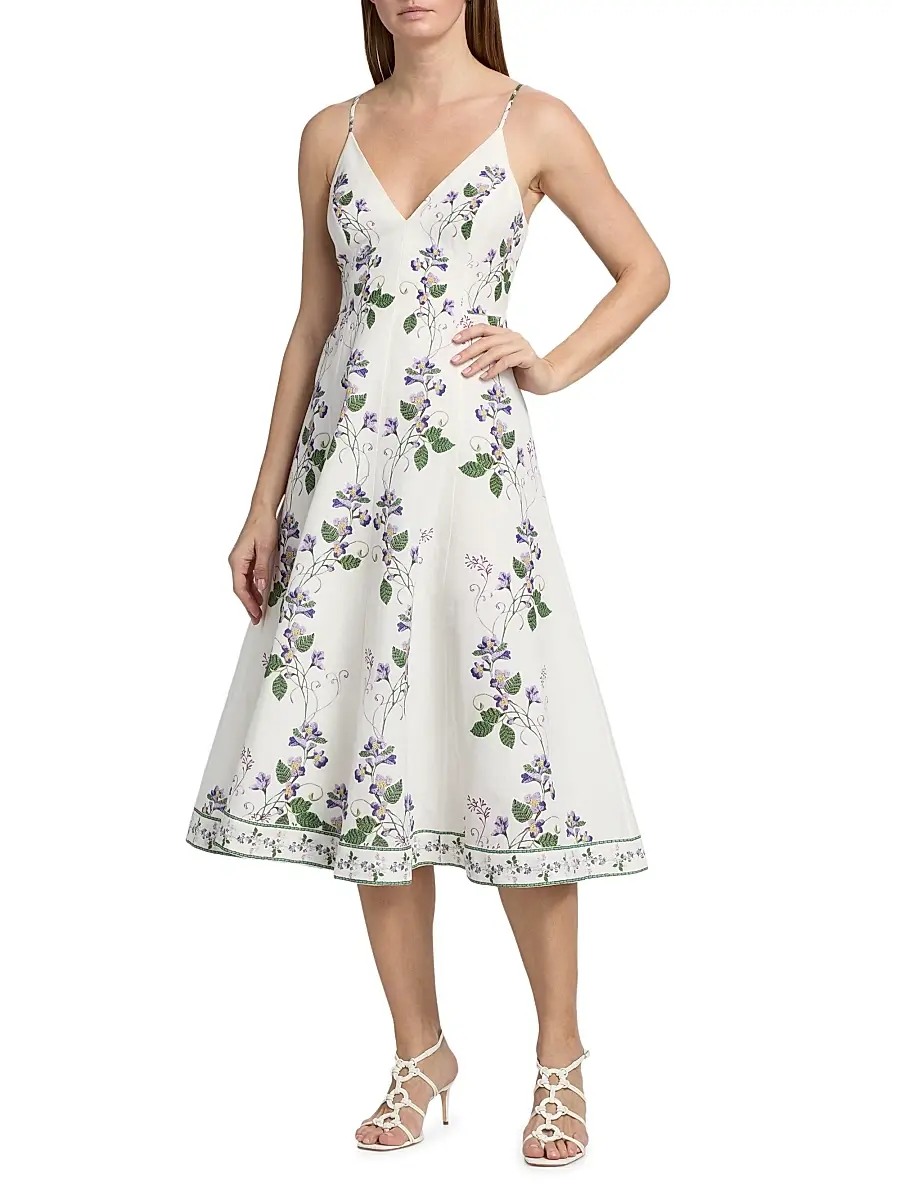 Hemant & Nandita Women's Floral Linen-Cotton Midi-Dress | Thumbnail 3 Hemant & Nandita Women's Floral Linen-Cotton Midi-Dress | Thumbnail 3