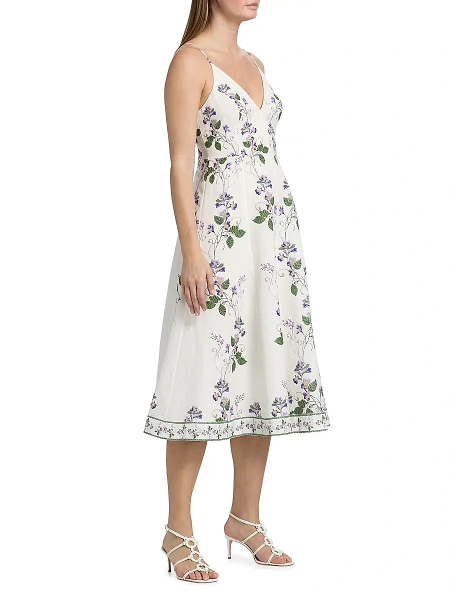 Hemant & Nandita Women's Floral Linen-Cotton Midi-Dress | Thumbnail 4 Hemant & Nandita Women's Floral Linen-Cotton Midi-Dress | Thumbnail 4