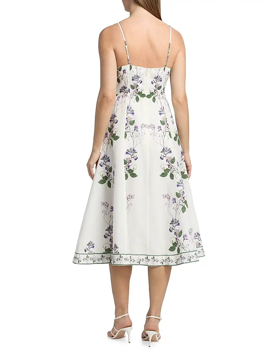 Hemant & Nandita Women's Floral Linen-Cotton Midi-Dress | Thumbnail 5 Hemant & Nandita Women's Floral Linen-Cotton Midi-Dress | Thumbnail 5