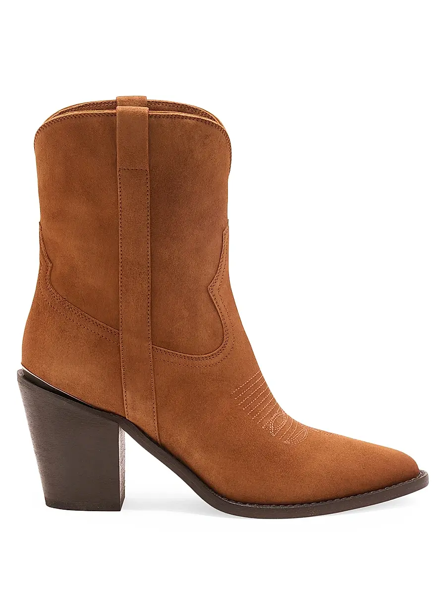 Partlow Women's Leigh Anne 90MM Suede Ankle Boots - Teak | Image 1 Partlow Women's Leigh Anne 90MM Suede Ankle Boots - Teak | Image 1