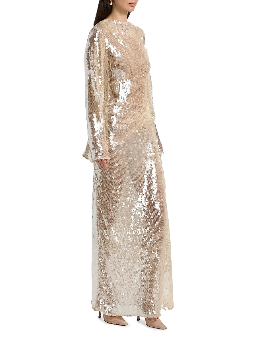 Lapointe Women's Sequined Side Tuck Gown | Thumbnail 4 Lapointe Women's Sequined Side Tuck Gown | Thumbnail 4