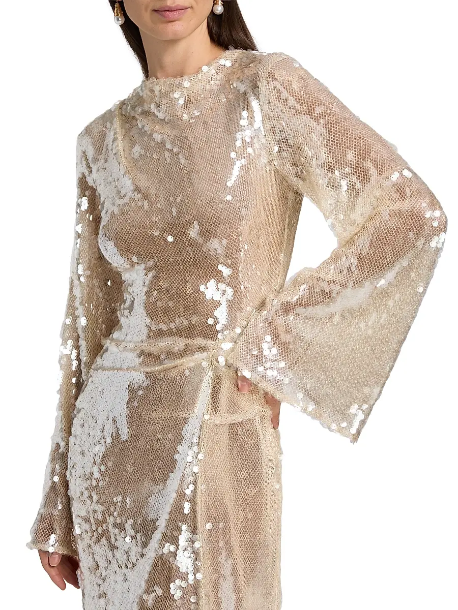 Lapointe Women's Sequined Side Tuck Gown | Thumbnail 6 Lapointe Women's Sequined Side Tuck Gown | Thumbnail 6