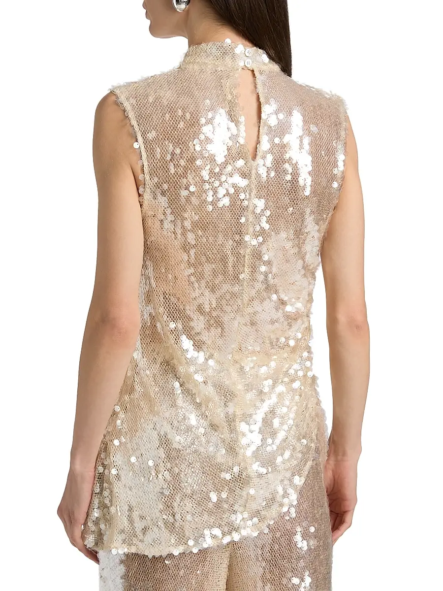 Lapointe Women's Sequined Mock Turtleneck Asymmetric Top | Thumbnail 5 Lapointe Women's Sequined Mock Turtleneck Asymmetric Top | Thumbnail 5