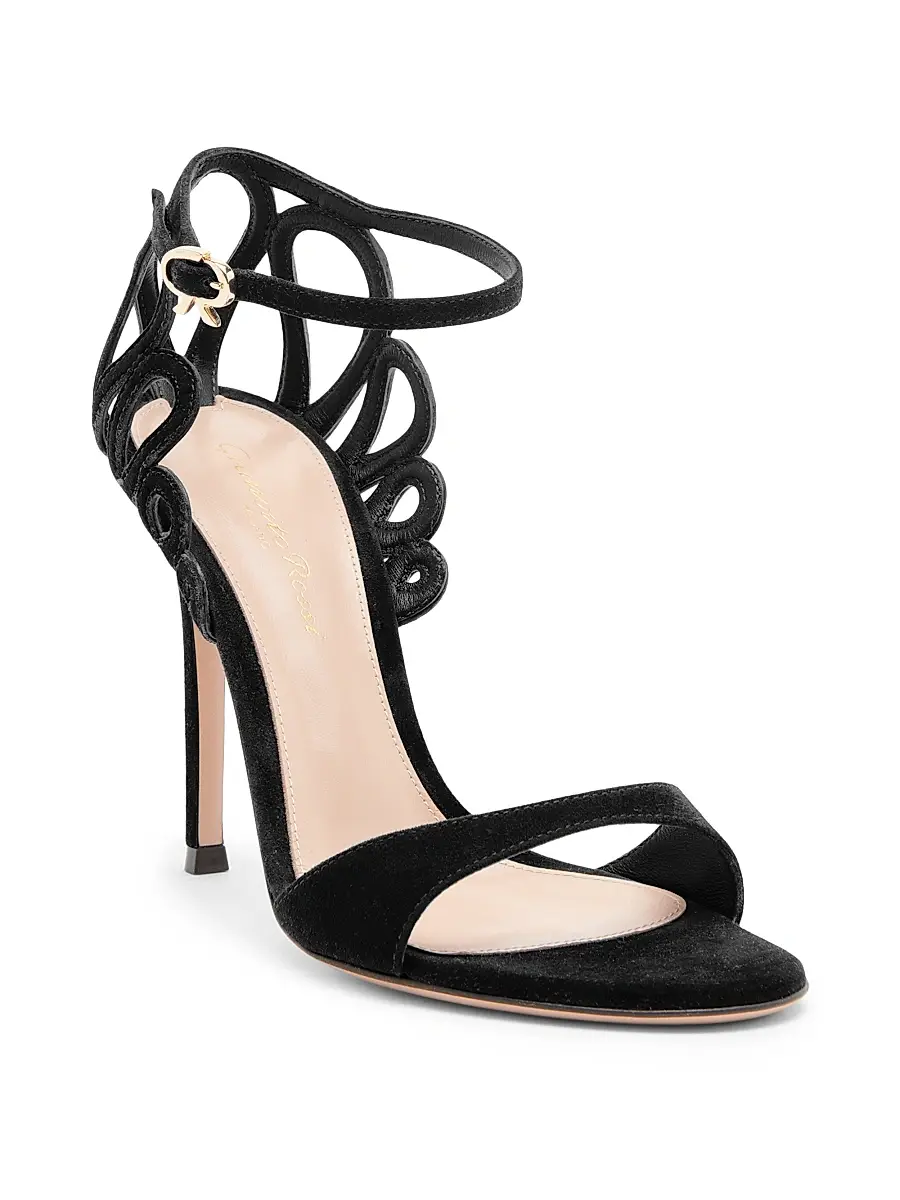 Gianvito Rossi Women's 105MM Scalloped Suede Sandals | Thumbnail 2 Gianvito Rossi Women's 105MM Scalloped Suede Sandals | Thumbnail 2