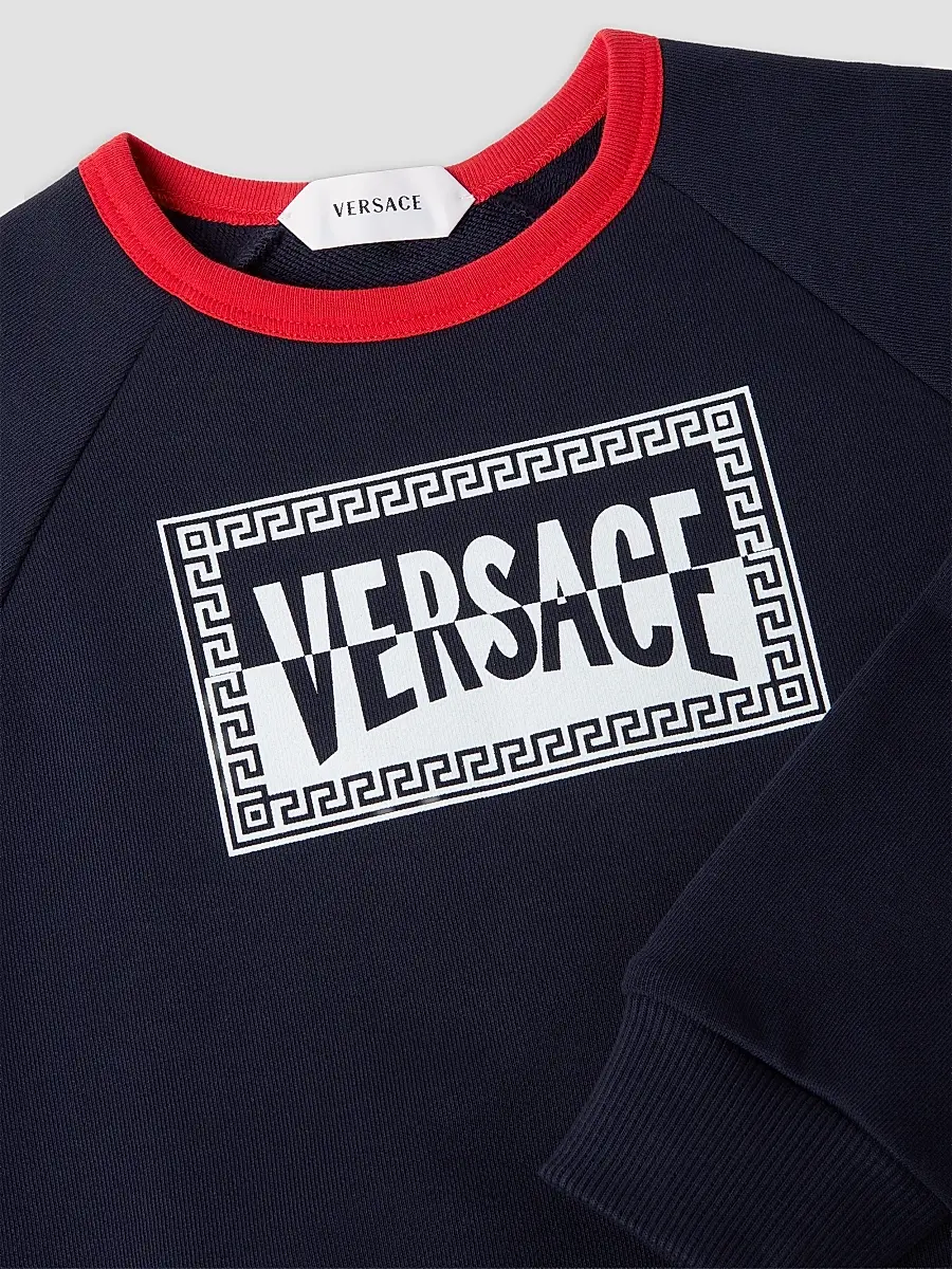 Versace Unisex Little Kid's & Kid's Logo Fleece Crewneck Sweatshirt | Thumbnail 3 Versace Unisex Little Kid's & Kid's Logo Fleece Crewneck Sweatshirt | Thumbnail 3