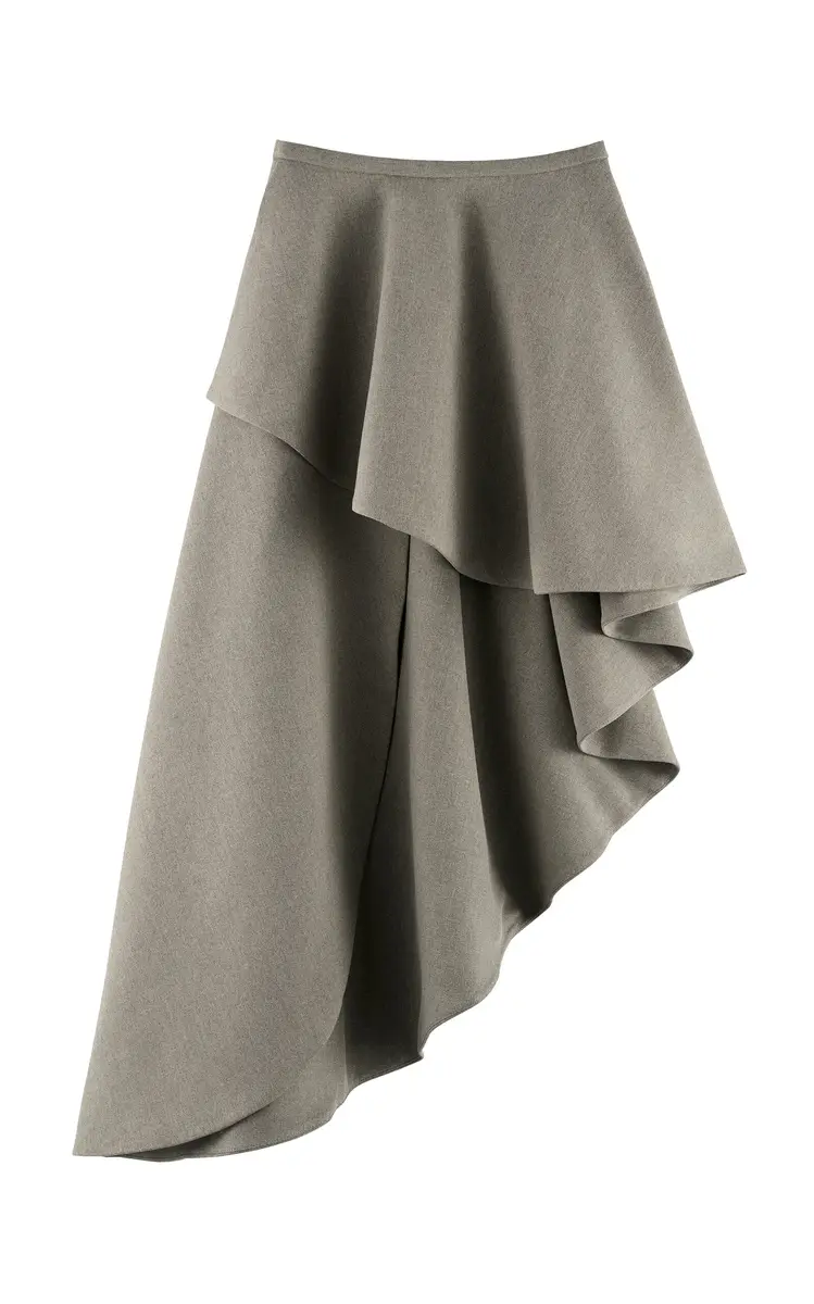 Spiral Asymmetrical Poplin Midi Skirt