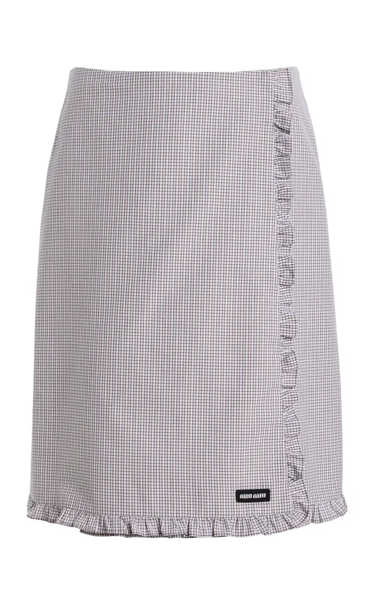 Miu Miu Checkered Cotton Midi Skirt | Thumbnail 7 Miu Miu Checkered Cotton Midi Skirt | Thumbnail 7
