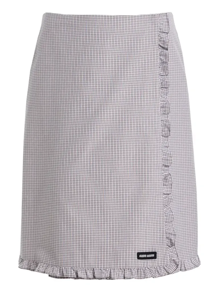 Miu Miu Checkered Cotton Midi Skirt