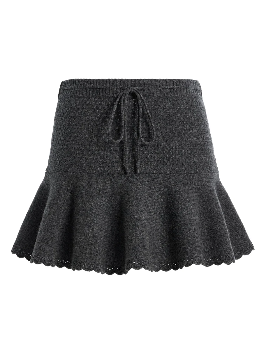 Como Crochet Wool-Cashmere Mini Drawstring Skirt Como Crochet Wool-Cashmere Mini Drawstring Skirt