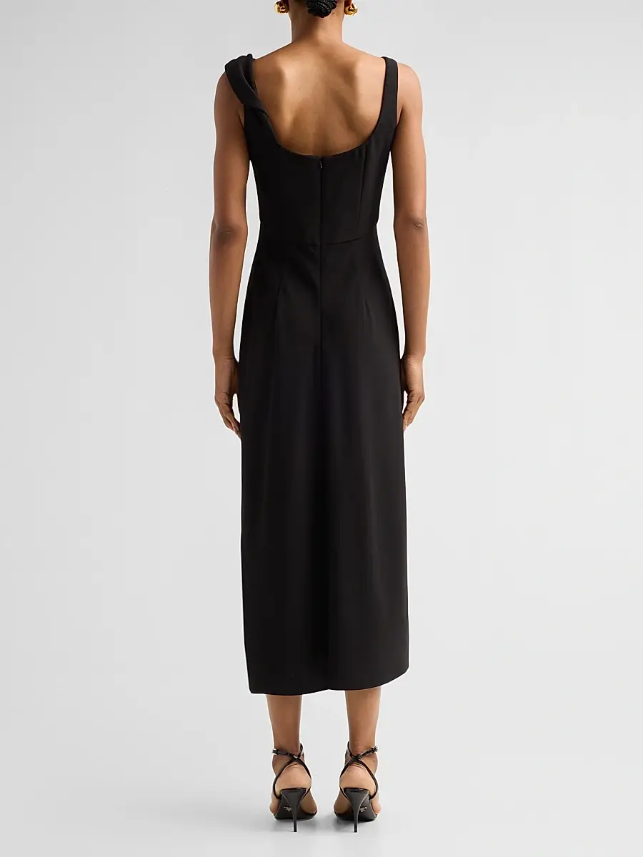 Lela Rose Women's Peony-Embroidered Twist Midi Dress | Thumbnail 3 Lela Rose Women's Peony-Embroidered Twist Midi Dress | Thumbnail 3