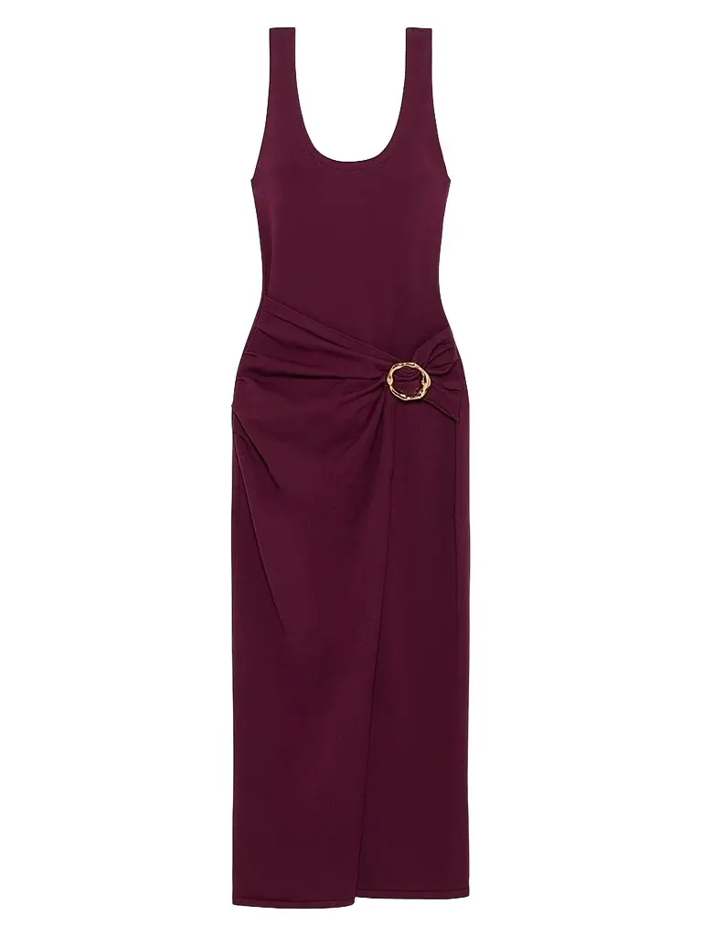 Simkhai Women's Genne Draped Midi Dress | Image 1 Simkhai Women's Genne Draped Midi Dress | Image 1