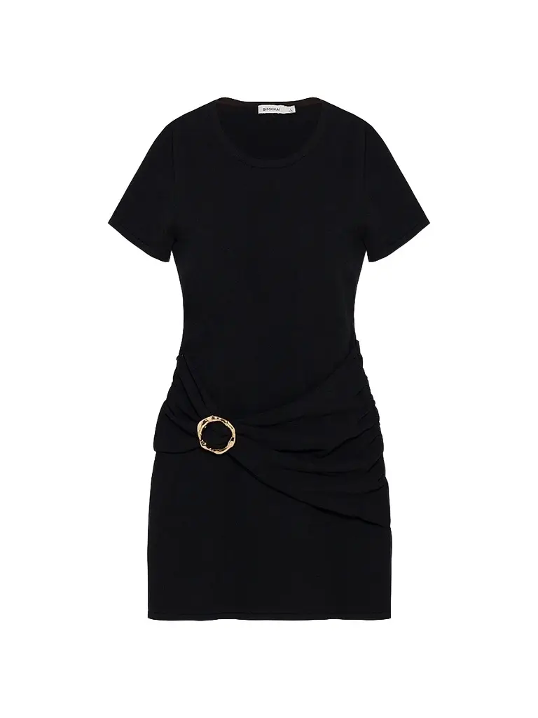 SIMKHAI Women's Leni Draped Mini Dress - Black | Image 1 SIMKHAI Women's Leni Draped Mini Dress - Black | Image 1