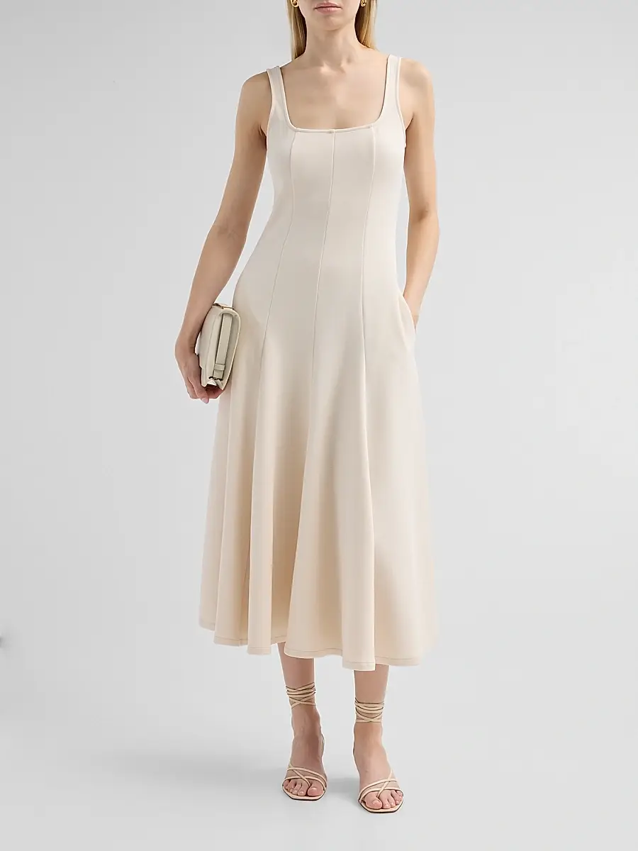 Vince Women's Square Neck Seamed Midi-Dress | Thumbnail 2