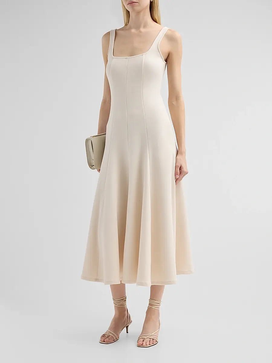 Vince Women's Square Neck Seamed Midi-Dress | Thumbnail 4